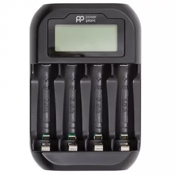 POWER PLANT PP-UN4 4 vietų LCD įkroviklis AA/AAA NiMH NiCd įkraunamoms baterijoms