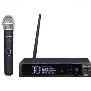 Prodipe M850 DSP SOLO UHF F5 belaidė vokalo sistema su dinamine kardioidine mikrofonu, tikrosios įvairovės imtuvu, 100 kanalų, integruotu DSP, 100m veikimo nuotoliu