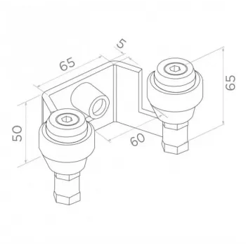 PSG 60.023.9005 Viršutinis kreipiamasis laikiklis stumdomiems vartams, 60 mm, 2 ritinėliai, juodas RAL 9005