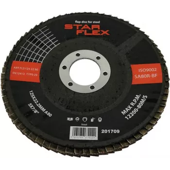 PSG Star Flex STAL T29 125-22 šlifavimo lėkštė, P80, cirkonio aliuminio oksidas, kūginė, 22,23 mm anga, plienui ir nerūdijančiam plienui