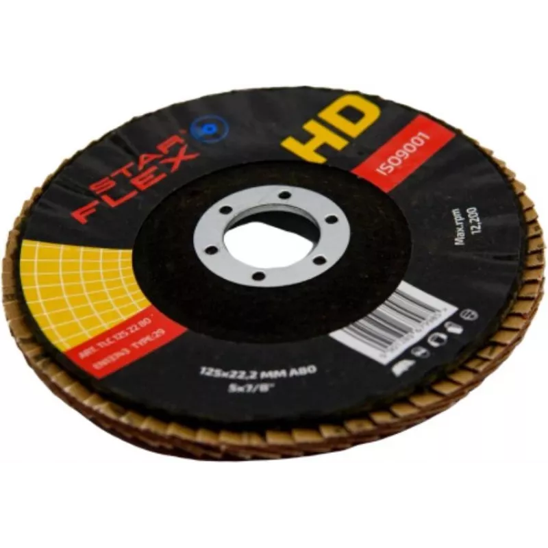 PSG Star Flex T29 SG INOX keraminis žiedinis šlifavimo diskas 125 mm, 22,23 mm anga, P60 grūdėtumas, kūginis 29 tipas, nerūdijančiam plienui