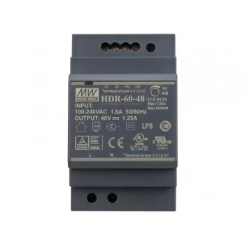 PULSAR MEAN WELL DIN Rail bėgio maitinimo šaltinis HDR-60-48 48V/60W/1.25A