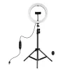 PULUZ 26 cm LED žiedo šviestuvas su trikojžiu iki 1,1 m ir telefono laikikliu, USB maitinimas