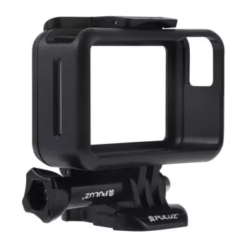 Puluz apsauginis rėmelis DJI Osmo Action - juodas PC rėmas su šalto bato laikikliu ir greito atleidimo sagtimi