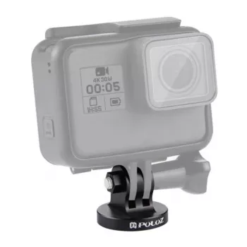 PULUZ PU145B CNC aliuminio adapteris veiksmo kameroms su 1/4 inch trikojo sriegiu, juodas