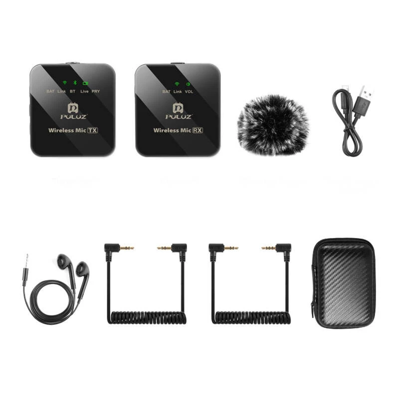 PULUZ PU3153B belaidis lavalier mikrofonas 1 TX + 1 RX, 2,4 GHz, USB-C, įvairiakryptis kondensatorinis, triukšmo slopinimas, plug-and-play, skirtas Android ir PC