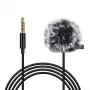 PULUZ PU424 Ausinis Mikrofonas 1,5m 3,5mm TRRS Kryptinis Kondensatorinis Segtuvas Smartfonams, DSLR Fotoaparatams, Nešiojamiems Kompiuteriams - Juoda