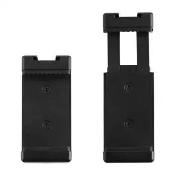 PULUZ PU448B išmaniojo telefono laikiklis trikojui, spyruoklinis spaustukas su 1/4 inch-20 sriegiu, tinka 55-85 mm telefonams, juodas ABS