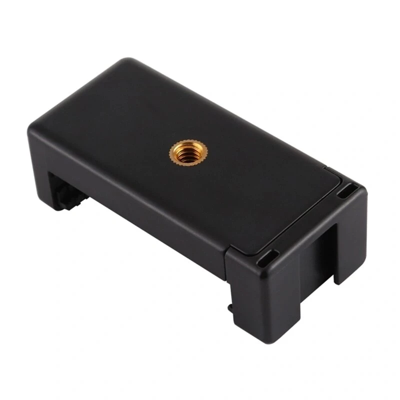 PULUZ PU448B išmaniojo telefono laikiklis trikojui, spyruoklinis spaustukas su 1/4 inch-20 sriegiu, tinka 55-85 mm telefonams, juodas ABS