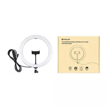 PULUZ PU656B 10 colių LED žiedinė šviesa su telefono laikikliu ir trikoju