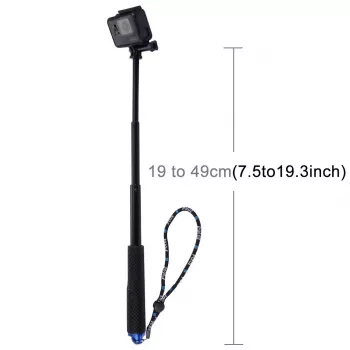 PULUZ Selfie Stick, skirtas sportinėms kameroms (DJI, GoPro, Insta360) - juoda