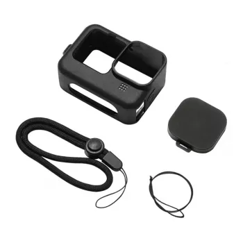 PULUZ Silikoninis dangtelis GoPro HERO12, HERO11, HERO10, HERO9 Black su objektyvo apsauga ir dirželiu (juodas)