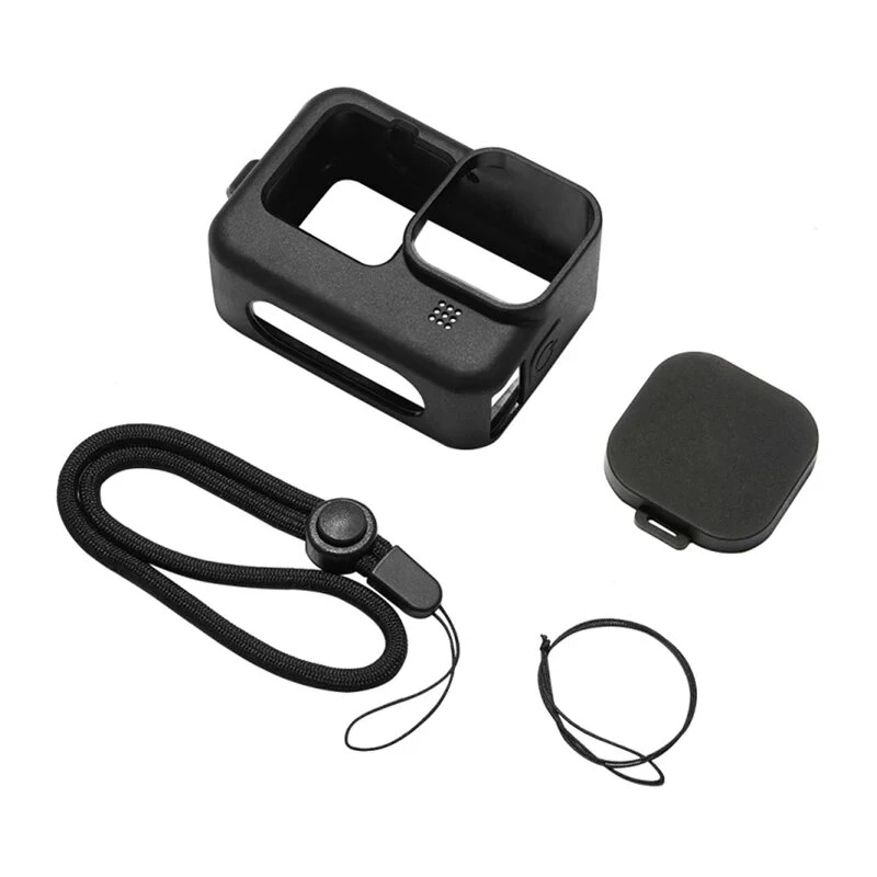 PULUZ Silikoninis dangtelis GoPro HERO12, HERO11, HERO10, HERO9 Black su objektyvo apsauga ir dirželiu (juodas)