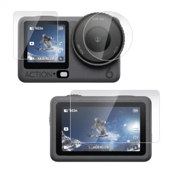 PULUZ Grūdinto stiklo ekrano ir objektyvo apsaugų rinkinys, skirtas DJI Osmo Action 3/4 (3 vnt.)
