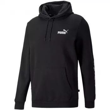 PUMA ESS+ Tape Hoodie FL Vyriškas Fliso Gobtuvas Juodas