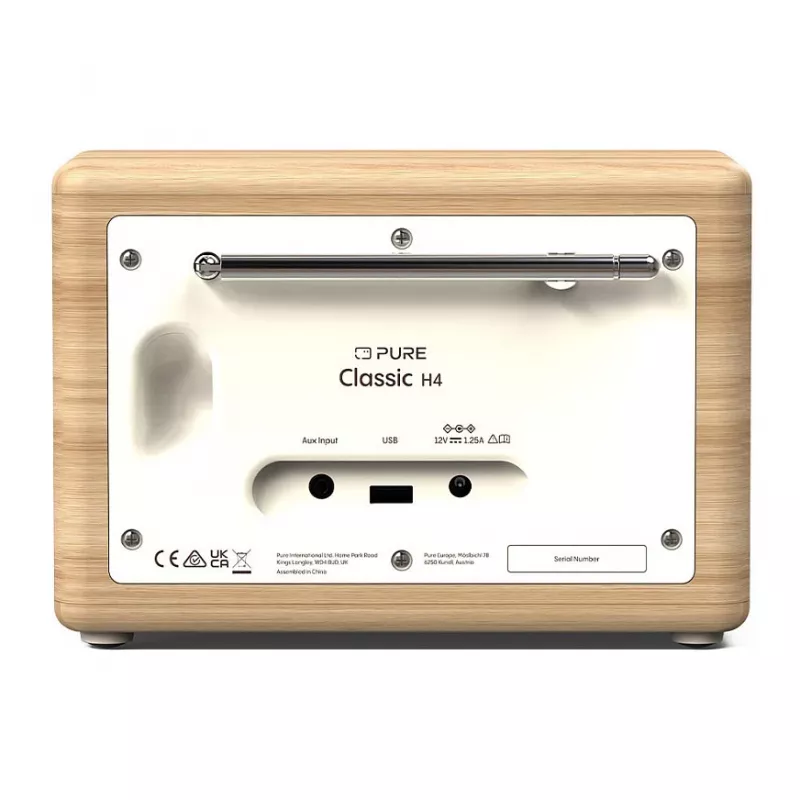 PURE Classic H4 DAB/DAB+/FM skaitmeninis radijas su Bluetooth, Cotton White/Oak