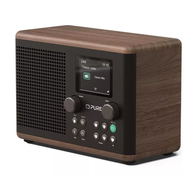 Pure Classic H4 DAB+ FM Radijas su Bluetooth 5.3, Coffee Black/Walnut, 10W