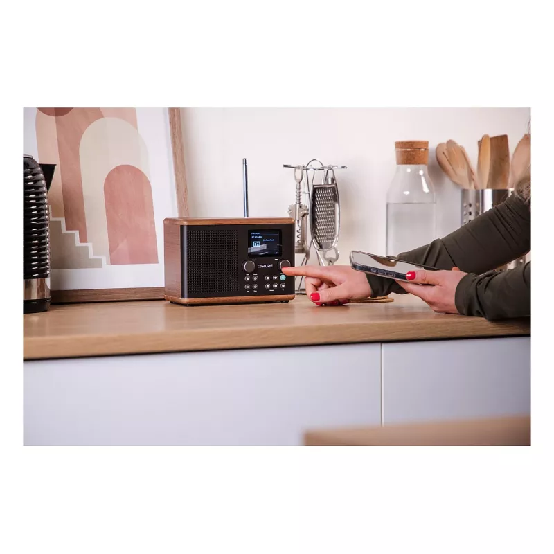 Pure Classic H4 DAB+ FM Radijas su Bluetooth 5.3, Coffee Black/Walnut, 10W