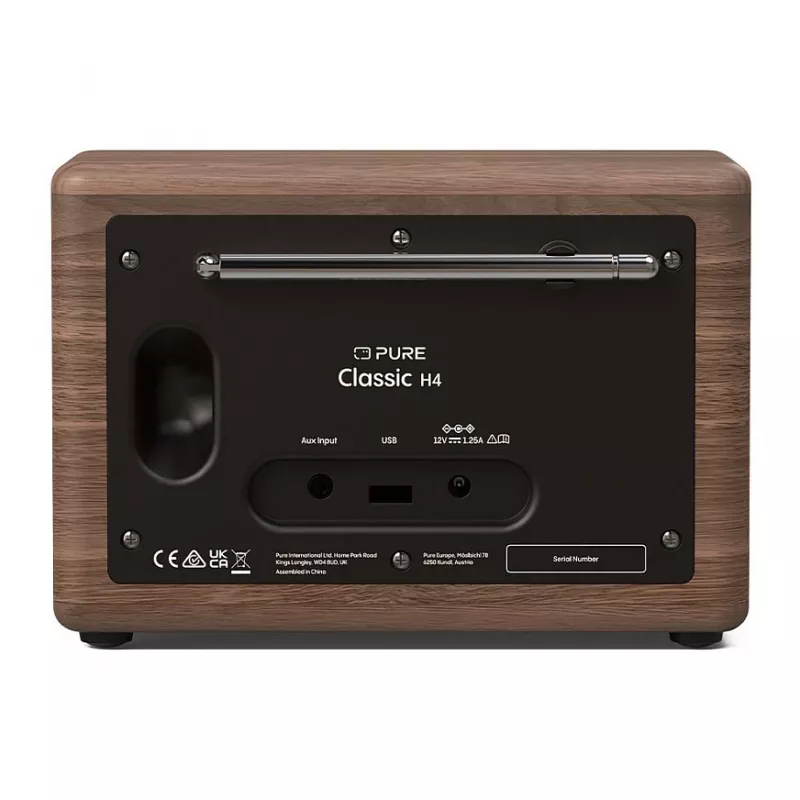 Pure Classic H4 DAB+ FM Radijas su Bluetooth 5.3, Coffee Black/Walnut, 10W