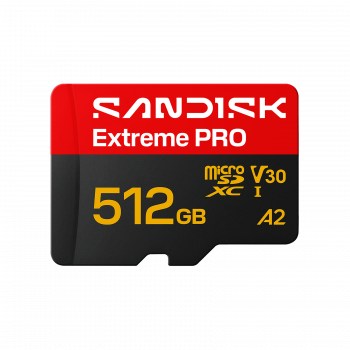 SanDisk Extreme PRO microSDXC 512 GB UHS-I A2 V30, iki 250/170 MB/s, SDSQXCJ-512G-GS6MA