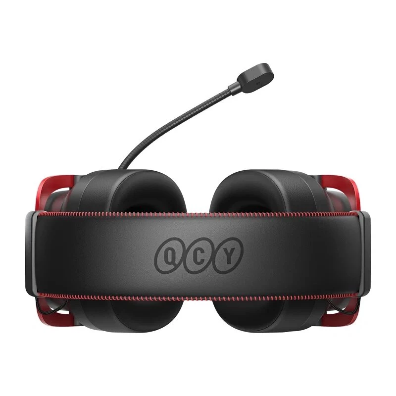 QCY Heroad VT200 Gaming ausinės – juodos su raudonomis detalėmis, 50 mm tvarkyklės, virtualus 7.1 garsas, RGB LED, USB-A