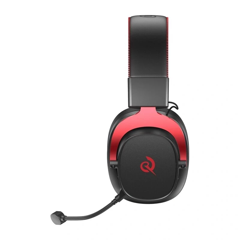 QCY Heroad VT200 Gaming ausinės – juodos su raudonomis detalėmis, 50 mm tvarkyklės, virtualus 7.1 garsas, RGB LED, USB-A