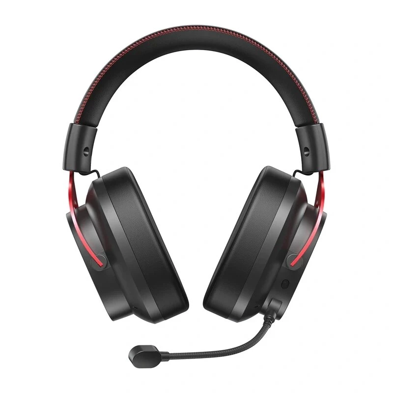 QCY Heroad VT200 Gaming ausinės – juodos su raudonomis detalėmis, 50 mm tvarkyklės, virtualus 7.1 garsas, RGB LED, USB-A