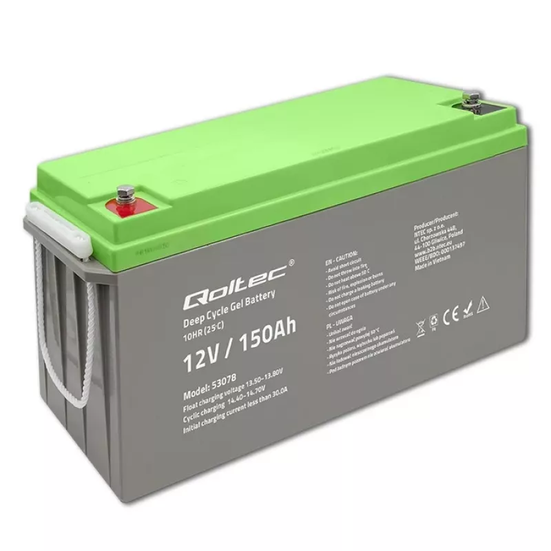 Qoltec Deep Cycle Gel baterija 12V 150Ah 44.5kg