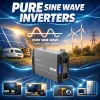Qoltec grynosios sinusoidės keitiklis 12V į 230V 1500W/3000W su LCD, USB, USB-C, skirtas LiFePO4, GEL, AGM
