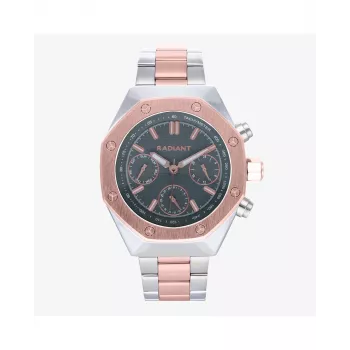 RADIANT Vyriškas Analoginis Kvarcinis Laikrodis RA628704 – 44mm Nerūdijančio Plieno Korpusas, Juodas Ciferblatas, Sidabrinė Milano Tinklelio Apyrankė, 5 ATM