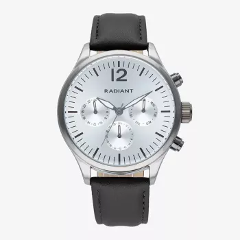 RADIANT Vyriškas laikrodis RA641703 (43 mm) – analoginis kvarcinis su juodu odiniu dirželiu