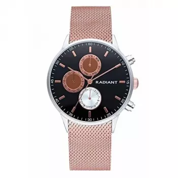 RADIANT New Man vyriškas analoginis kvarcinis laikrodis RA601704 41mm juodas ciferblatas nerūdijančio plieno tinklelio apyrankė