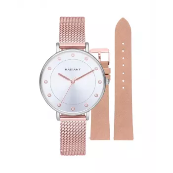 RADIANT RA600203 Vyrų analoginis kvarcinis laikrodis, 36 mm, nerūdijančio plieno Milano apyrankė, juodas ciferblatas