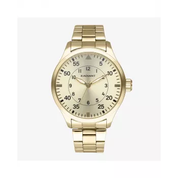 RADIANT RA631203 Vyriškas analoginis kvarcinis laikrodis, 43 mm nerūdijančio plieno korpusas, juodas ciferblatas, sidabrinė apyrankė