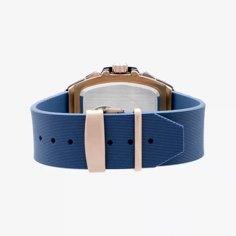 Radiant RA655204 vyrų analoginis kvarcinis laikrodis 42 mm, metalinis korpusas, mėlynas ciferblatas, mėlyna silikoninė apyrankė