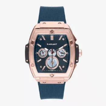 RADIANT RA655204 Vyrų Analoginis Kvarcinis Laikrodis 42mm Nerūdijančio Plieno Juodas Ciferblatas Odinis Dirželis
