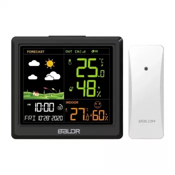RAINPOINT BALDRTHERM B0389WST2H2-V1 orų stotis su lauko davikliu, spalvotas LCD, 433 MHz, vidaus/lauko temperatūra ir drėgmė, barometrinis slėgis, orų prognozė