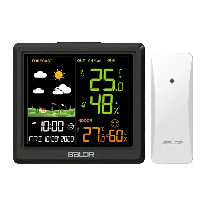 RAINPOINT BALDRTHERM B0389WST2H2-V1 orų stotis su lauko davikliu, spalvotas LCD, 433 MHz, vidaus/lauko temperatūra ir drėgmė, barometrinis slėgis, orų prognozė