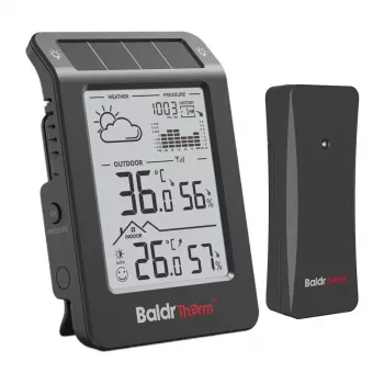 RAINPOINT BALDRTHERM B0596WT2H2P-V1 Saulės energija varoma orų stotis su belaidžiu lauko jutikliu, juoda