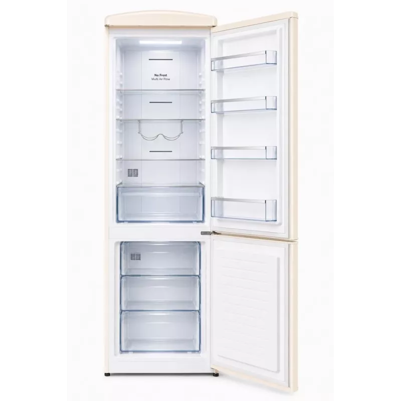 Ravanson LKK-315RC Retro Šaldytuvas su Šaldikliu 315L Total No Frost Kreminės Spalvos
