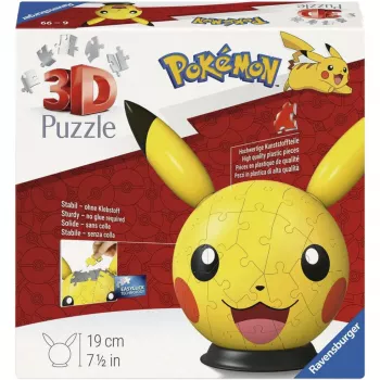 Ravensburger 3D Puzzleball Pokémon Pikachu su Ausytėmis - 54 detalės