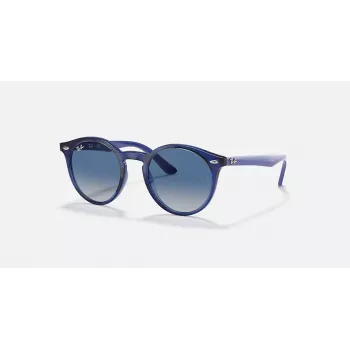 Ray-Ban Junior RJ9064S447062 Vaikiški Akiniai nuo Saulės, Skaidrus Mėlynas Rėmelis, Pilki Gradientiniai Stiklai, 44 mm