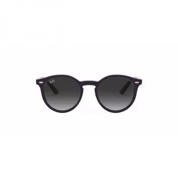 Ray-Ban Junior RJ9064S70218G vaikiški akiniai nuo saulės, apvalūs, permatomas rožinis rėmelis, pilki gradientiniai lęšiai, 44 mm
