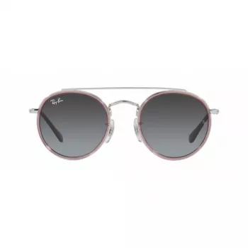 Ray-Ban Junior RJ9647S2908G4 Vaikiški akiniai nuo saulės, kvadratiniai, permatomas pilkas rėmelis, pilki gradientiniai lęšiai, 46 mm lęšio plotis