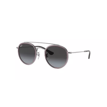 Ray-Ban Junior RJ9647S2908G4 Vaikiški akiniai nuo saulės, kvadratiniai, permatomas pilkas rėmelis, pilki gradientiniai lęšiai, 46 mm lęšio plotis