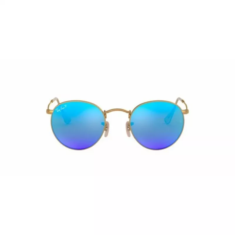 Ray-Ban RB3447 Round Metal Akiniai Auksiniai/Orange Flash 50mm