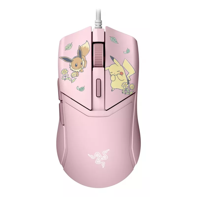 Razer Cobra – Pikachu & Eevee Edition laidinė žaidimų pelė, 8500 DPI optinis jutiklis, Chroma RGB apšvietimas, 6 programuojami mygtukai, simetriška dešiniarankiams
