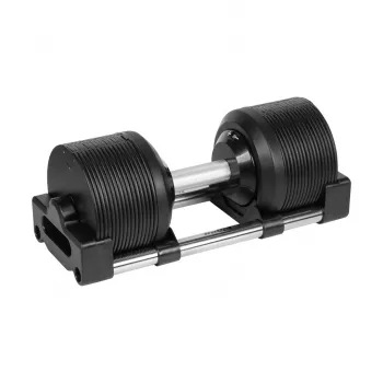 REBEL ACTIVE reguliuojamas ketaus hantelis 36 kg, 1 kg žingsniais, automatinė ratuko sistema, vienas hantelis, juoda/raudona