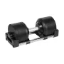 REBEL ACTIVE reguliuojamas ketaus hantelis 36 kg, 1 kg žingsniais, automatinė ratuko sistema, vienas hantelis, juoda/raudona