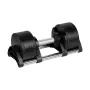 REBEL ACTIVE Cast Iron Adjustable Dumbbell 24 kg, Quick-Select Dial, 2 kg Increments, Black